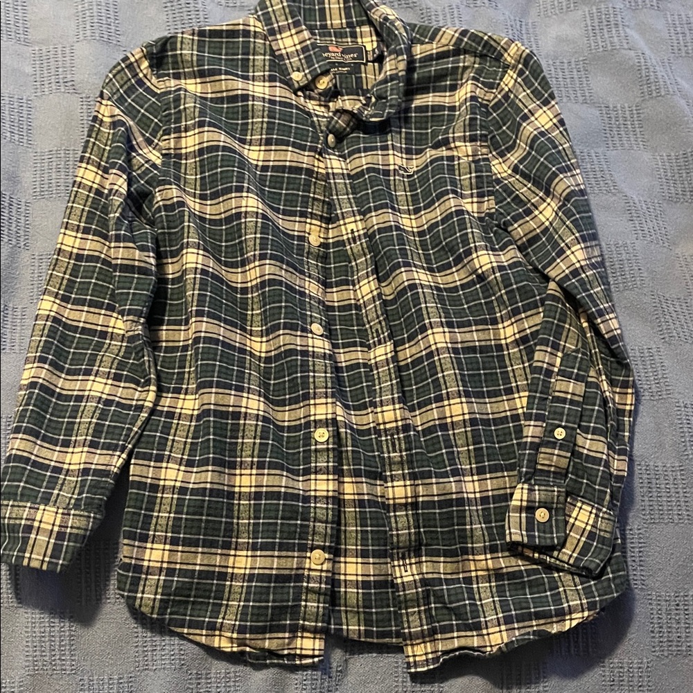 Vineyard Vines Green and Blue Plaid Shirt